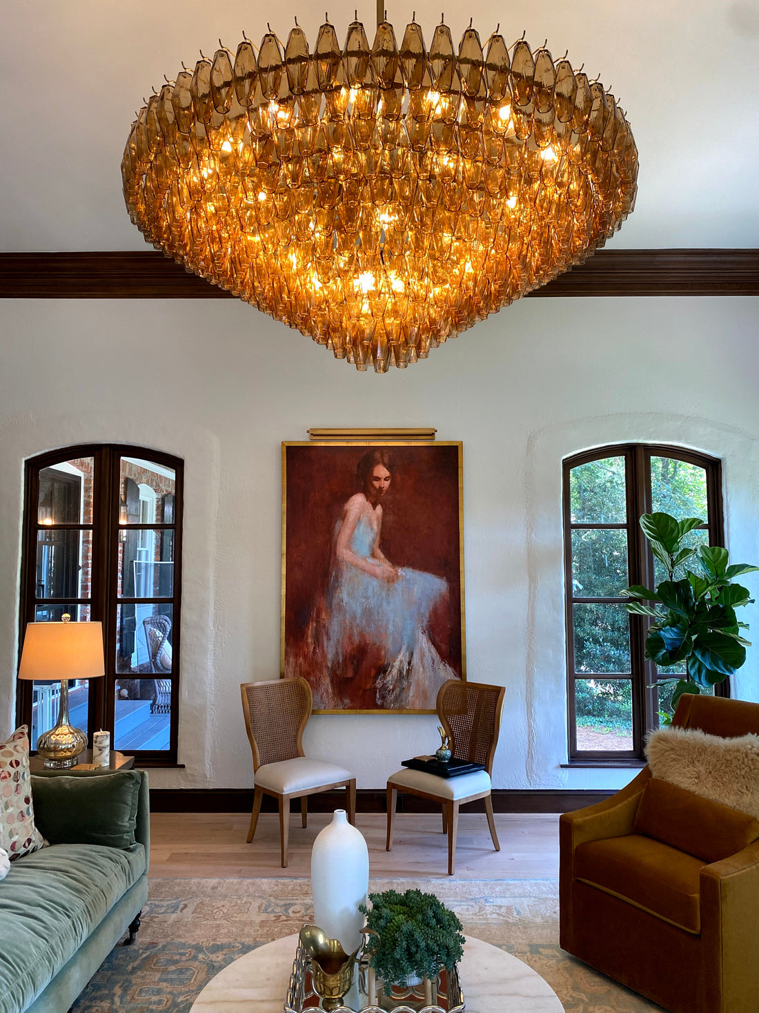 Chiaravalle Glass Tiered Round Chandelier 62"