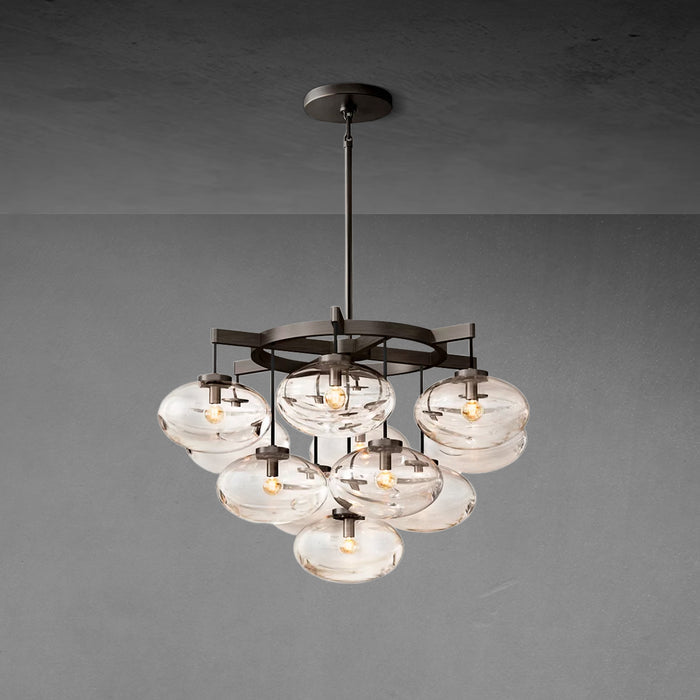 CABRETTE CLEAR GLASS ROUND CHANDELIER 36"-Vancei