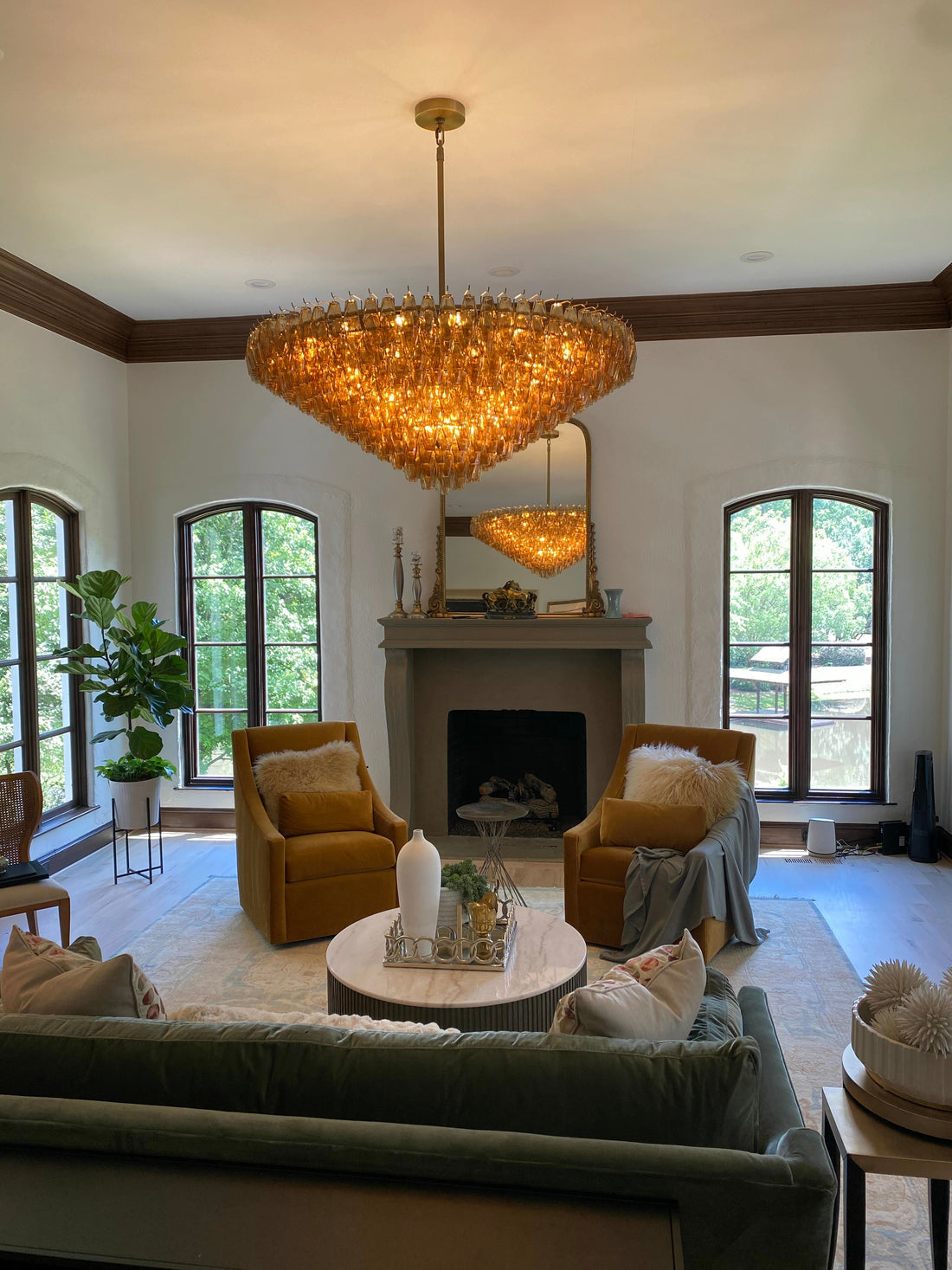 Chiaravalle Glass Tiered Round Chandelier 62"