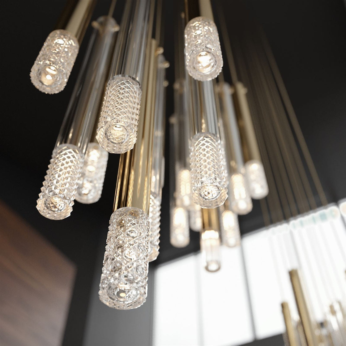 Flare Solitarie pendant Cluster of 7 / Gold Finish