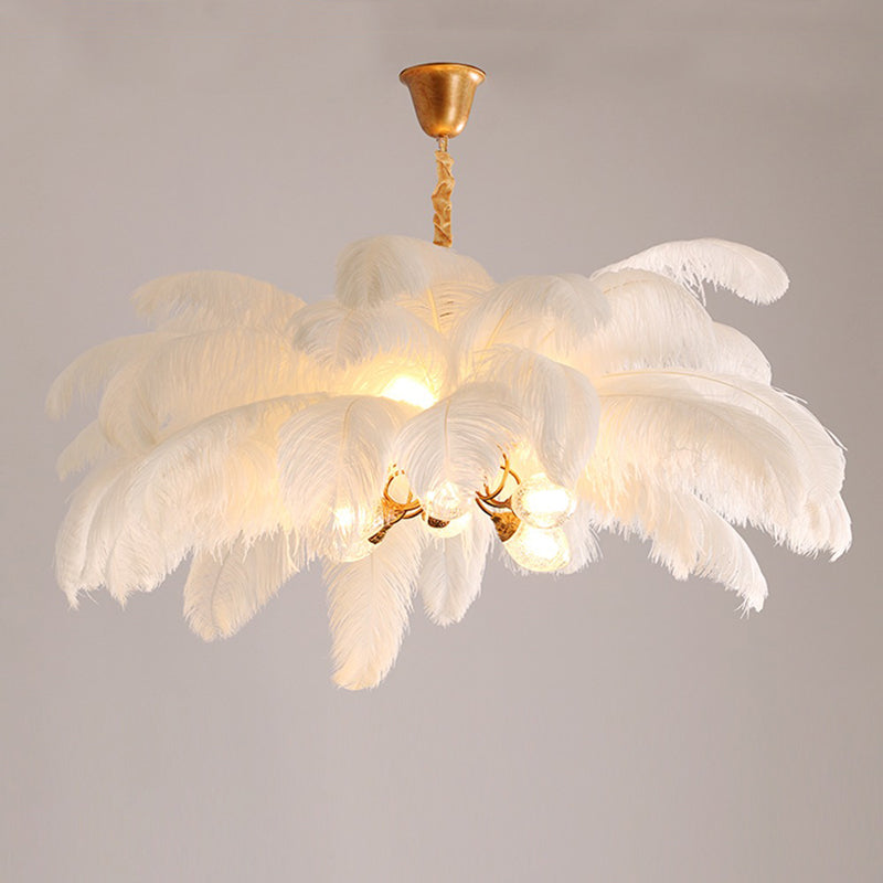Elva Brass Palm Tree Feather Chandelier(customize 20”)