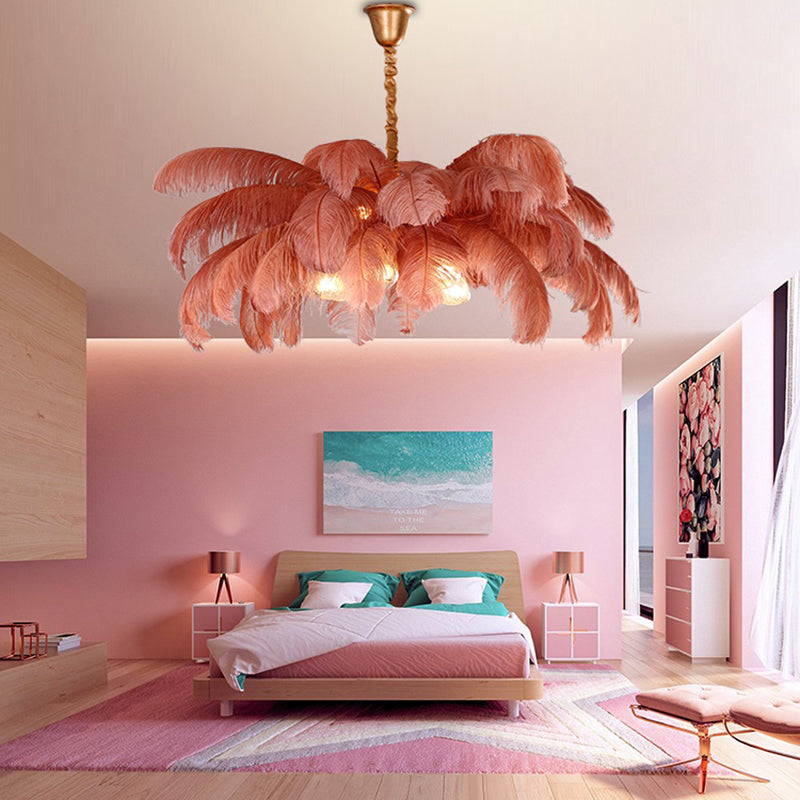 Elva Brass Palm Tree Feather Chandelier(customize 20”)