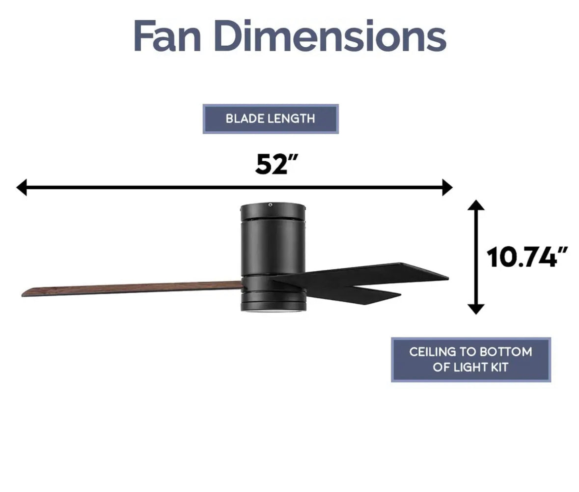 52 Inch Flush Mount Contemporary Indoor LED Ceiling Fan with Light, Remote(Qty:1000)