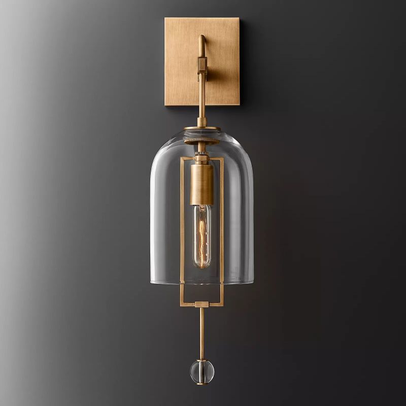 Sophia Brass Small Wall Sconce With Glass Shade-Vinatge Brass