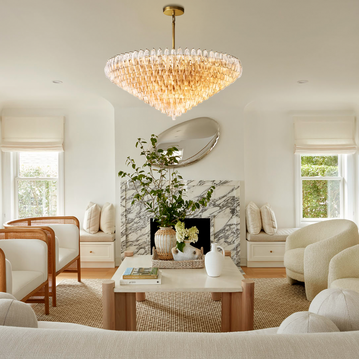 Chiaravalle Glass Tiered Round Chandelier 62"