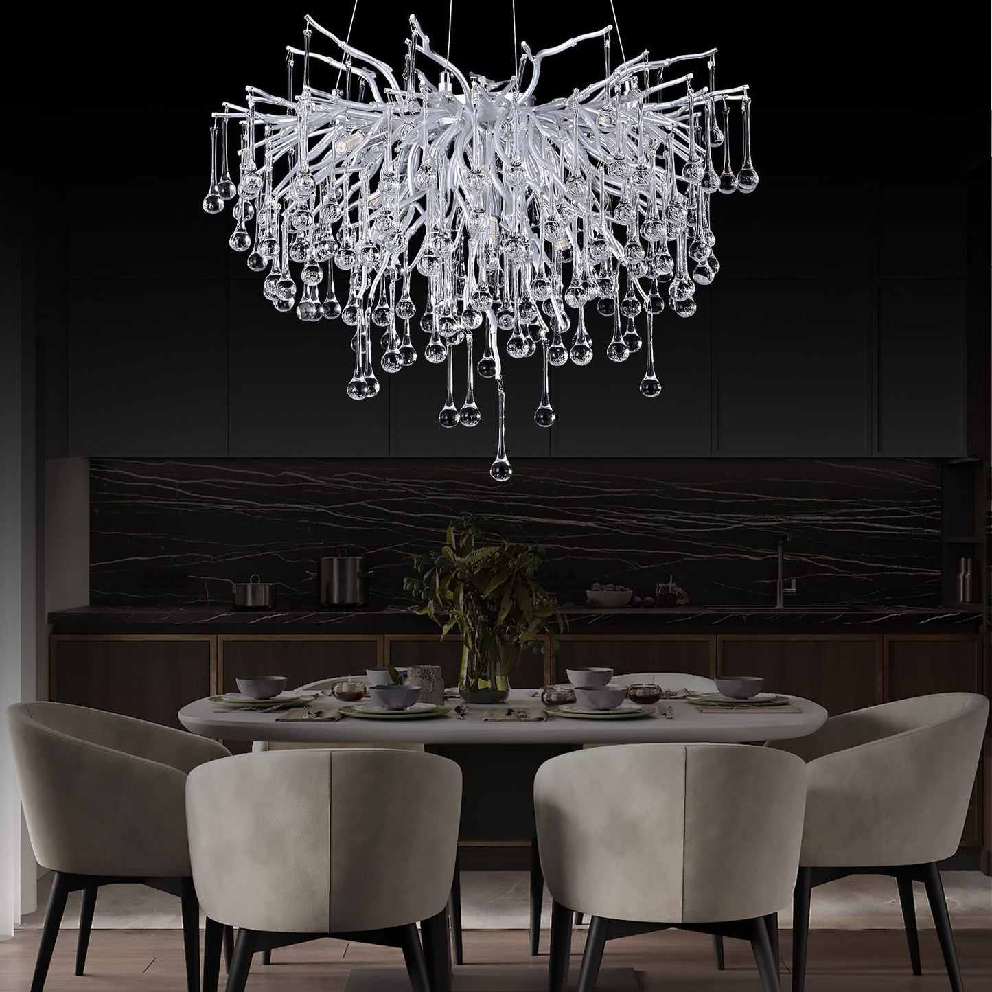 Doris Rain Branch Chandelier Dia 23.5" Silver