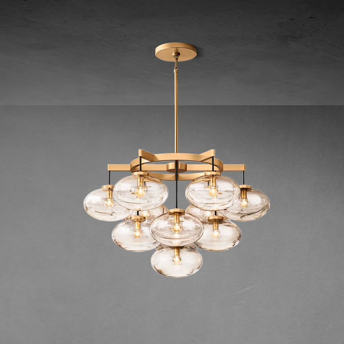 CABRETTE CLEAR GLASS ROUND CHANDELIER 36"-Vancei