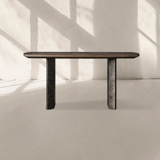 Loranco Ash Entrance Console Wood Hallway Entryway Table With Steel Base
