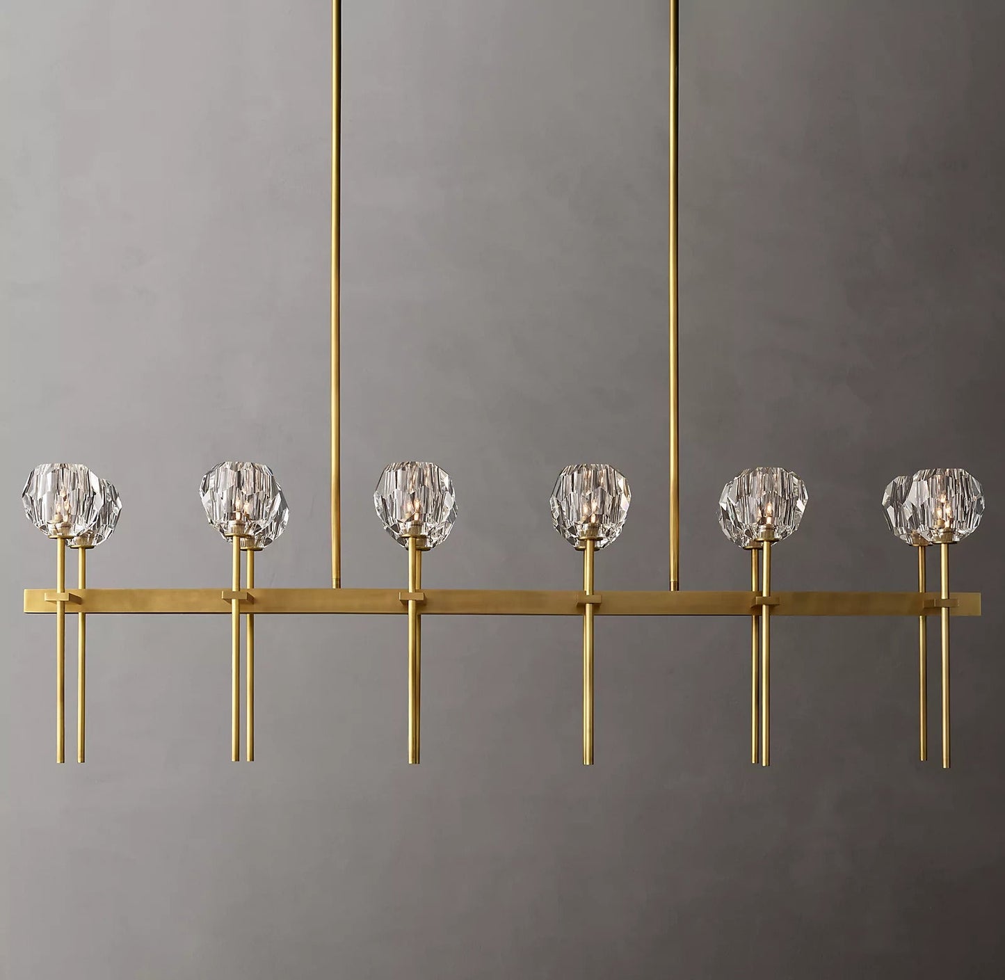 Bille De Crystal Ball Double Linear Chandelier 60"