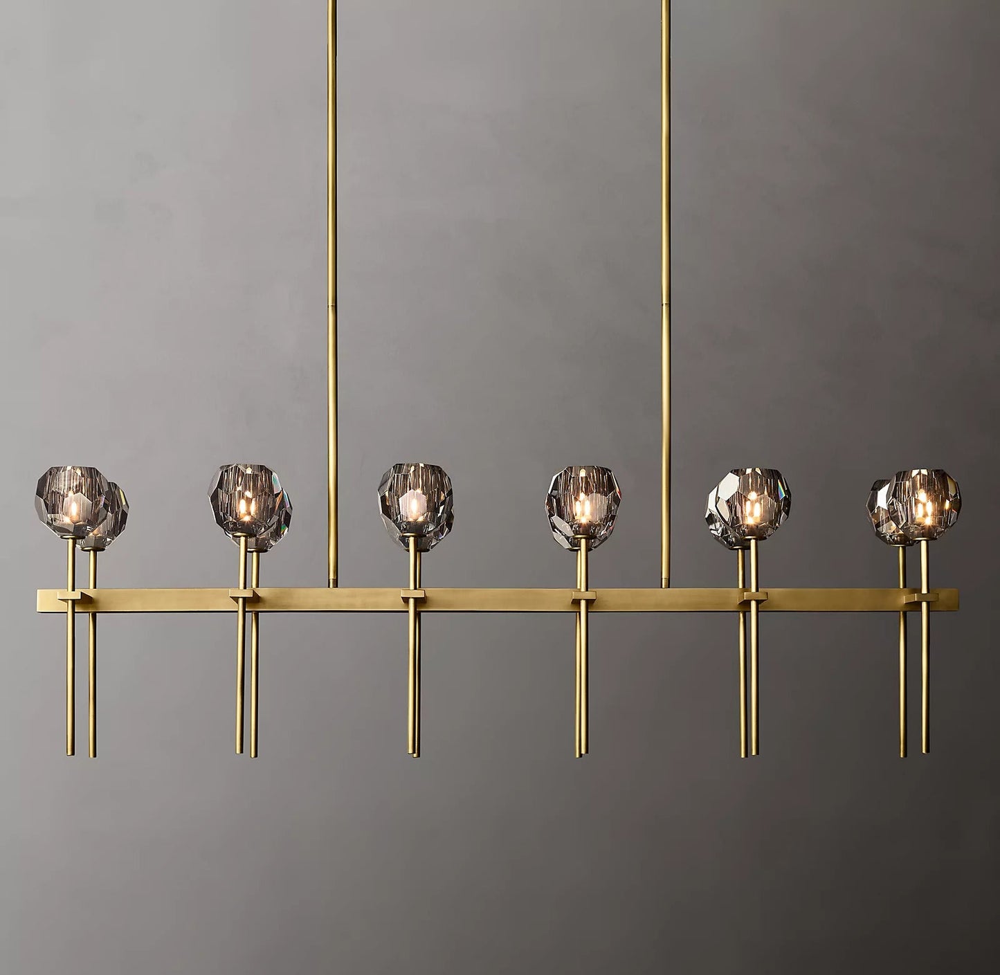 Bille De Crystal Ball Double Linear Chandelier 60"