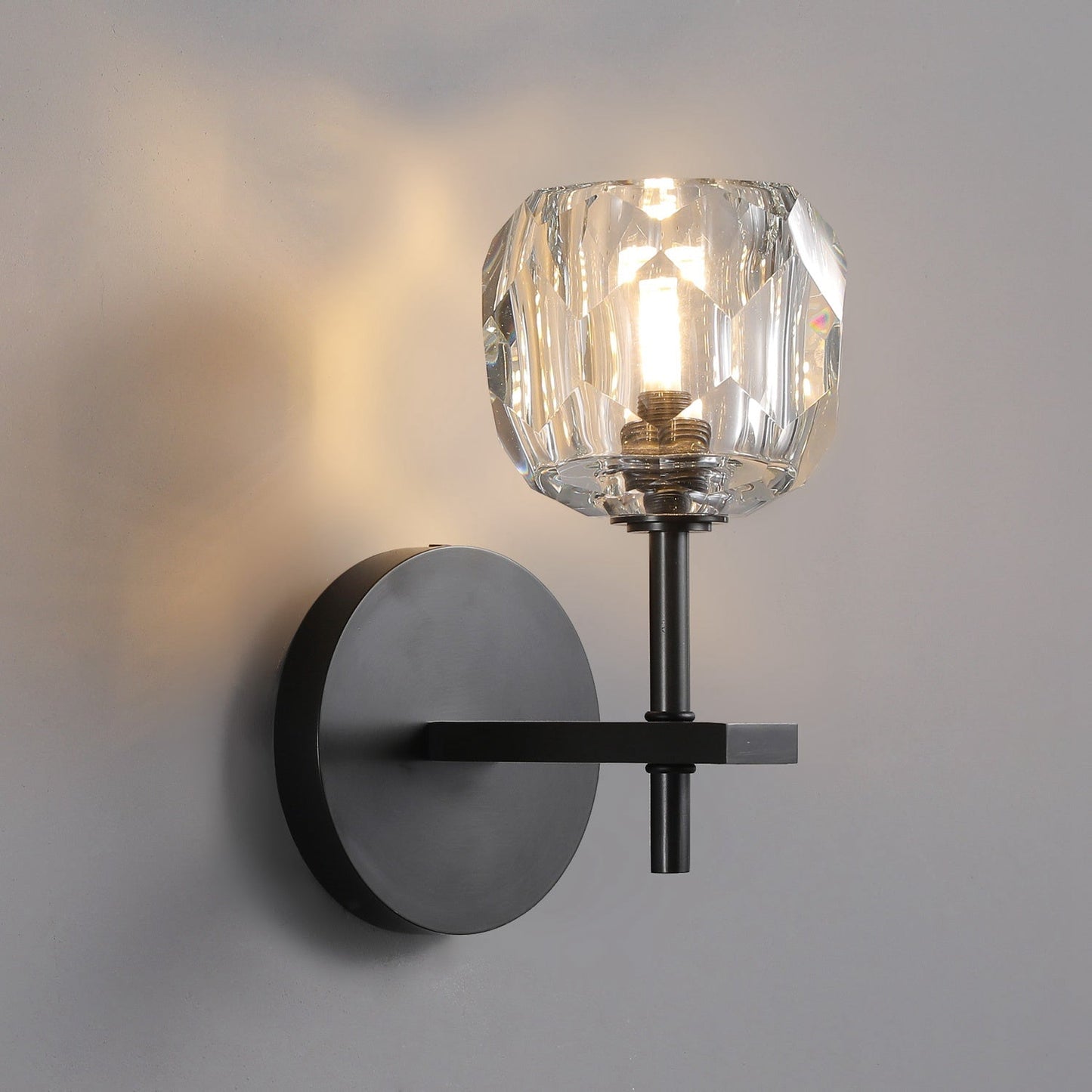 Bille De Clear Crystal Double Ball Wall Sconce 9"H
