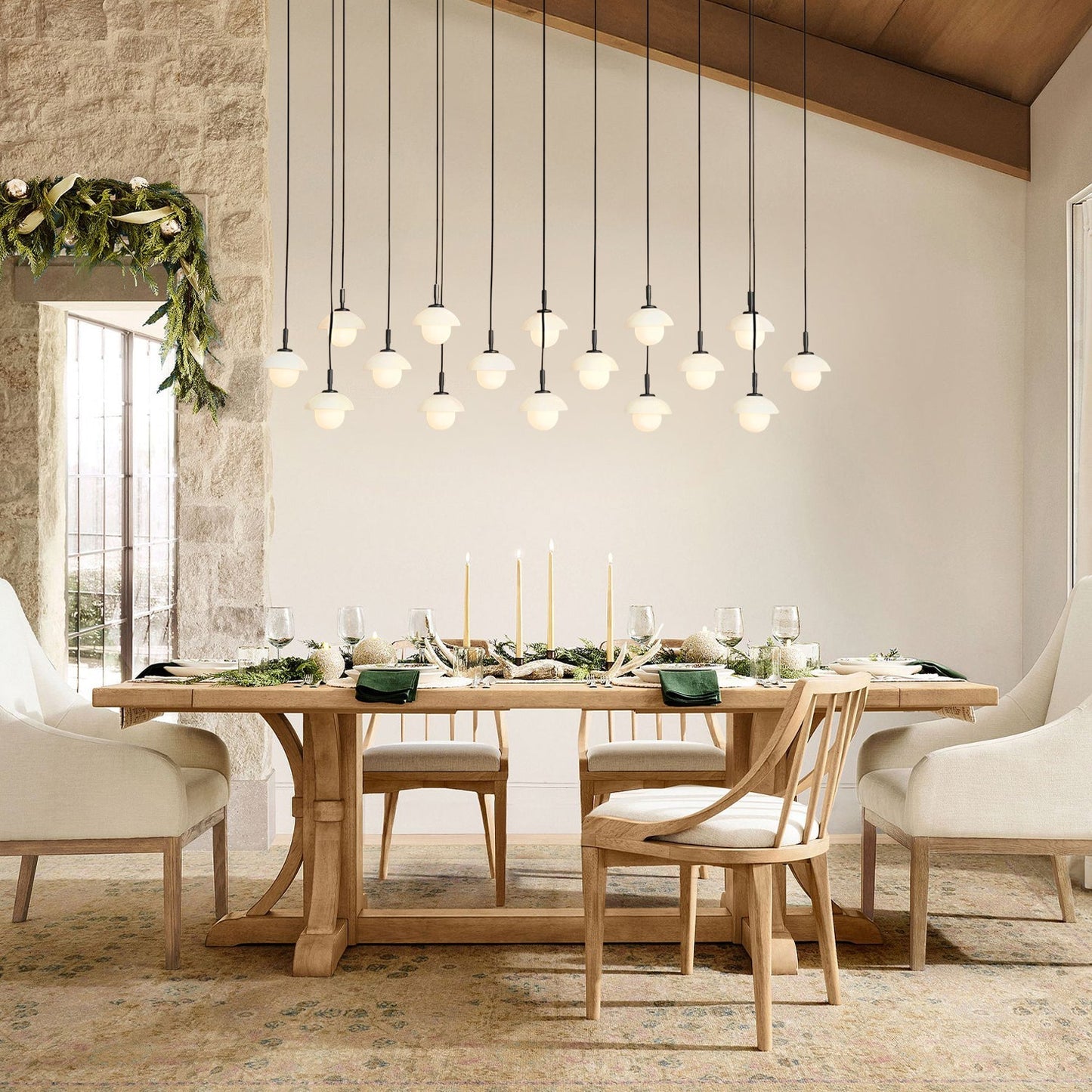 Glowen  Alabaster Rectangular Chandelier 54"