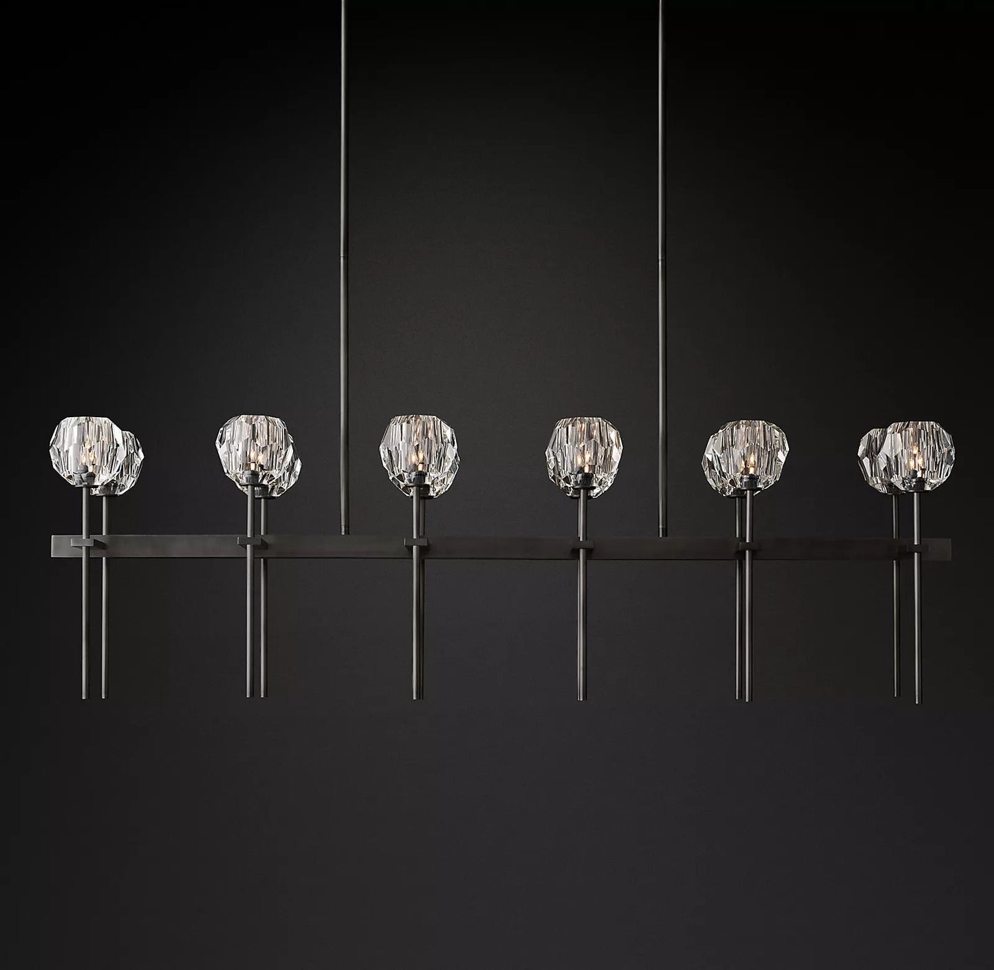 Bille De Crystal Ball Double Linear Chandelier 60"