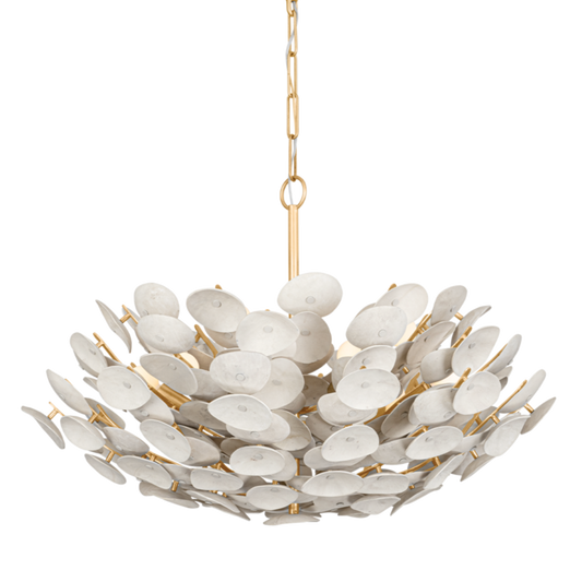 Aimi 9 Vintage Gold Leaf Chandelier Ceiling Light