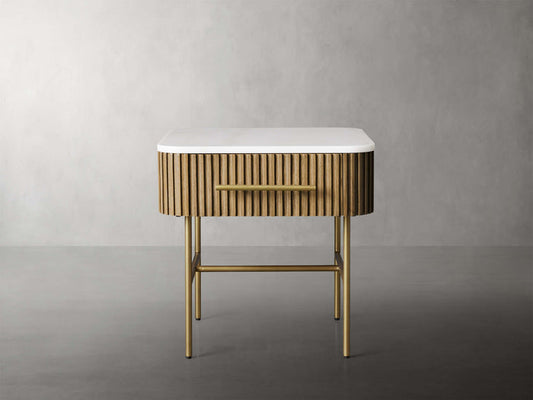 Finnley Marble Top Finish End Table with Drawer