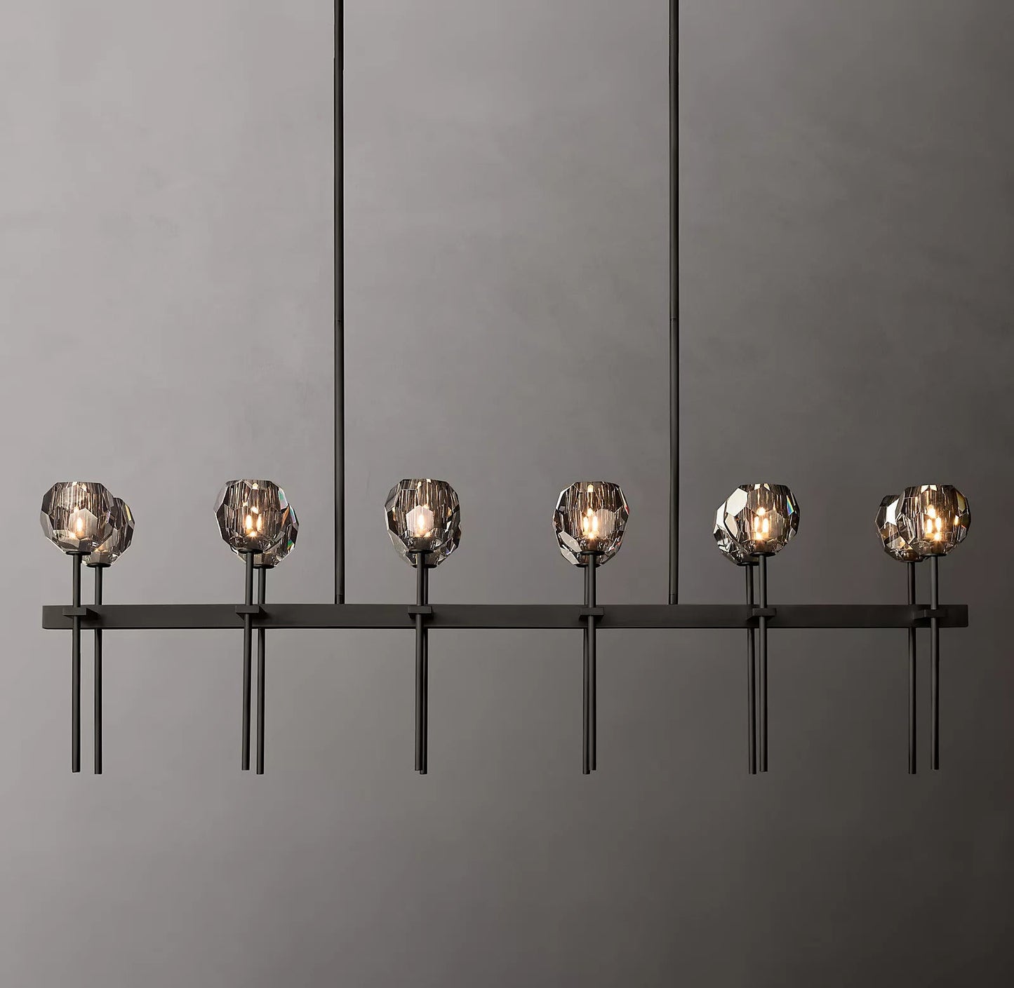 Bille De Crystal Ball Double Linear Chandelier 60"