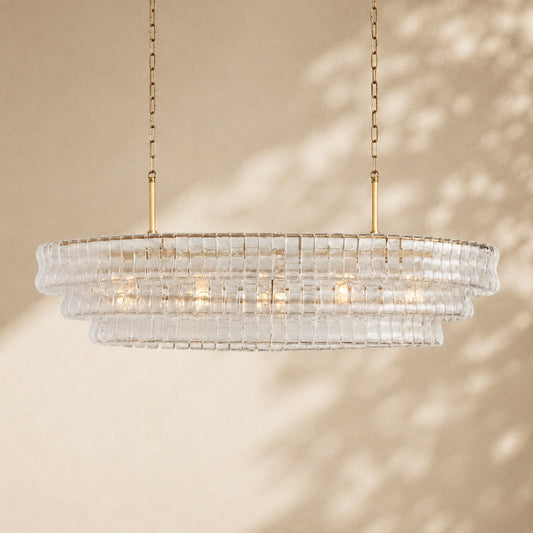 Amor Ghiaccio Glass Oval Chandelier 54"W/65"W