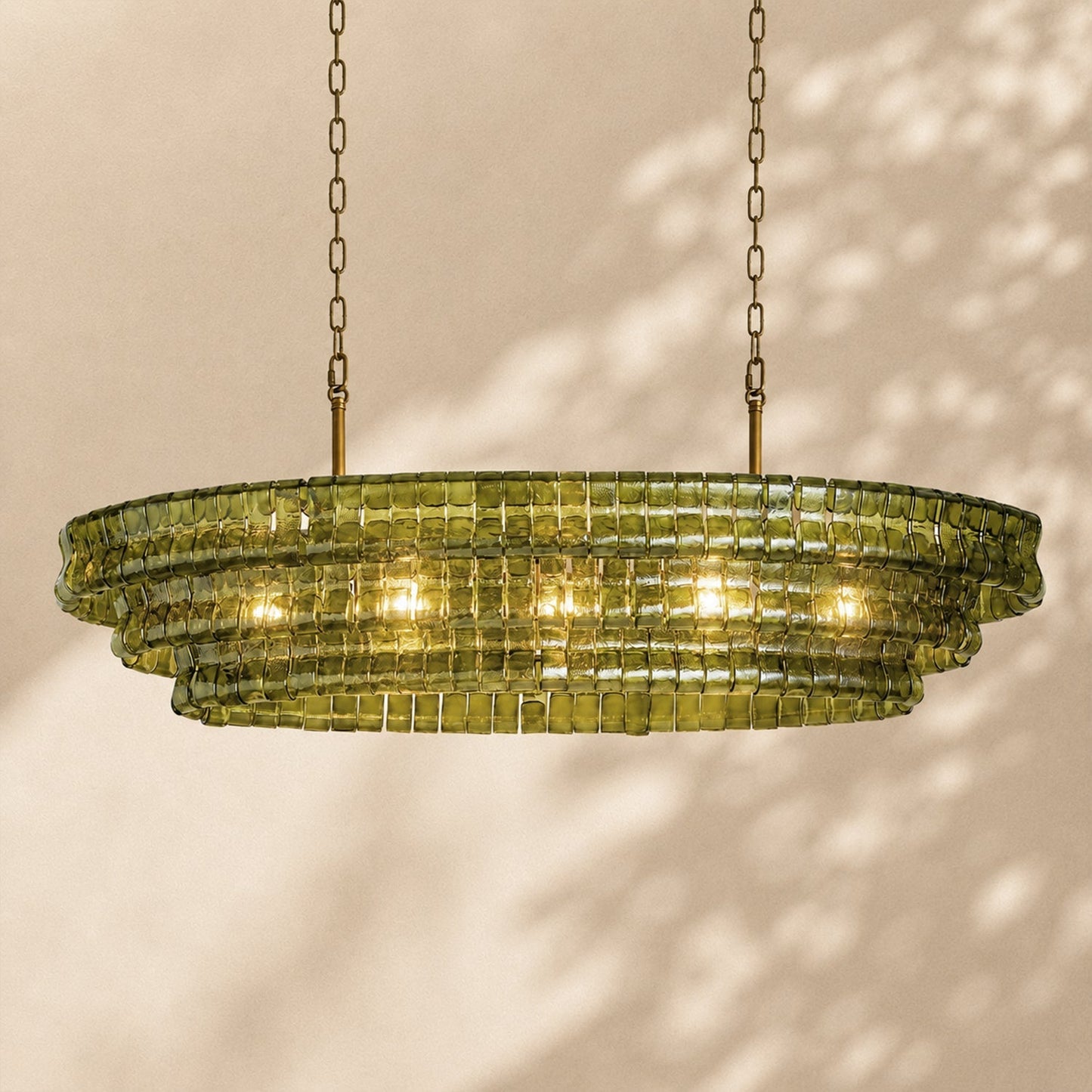 Amor Ghiaccio Glass Oval Chandelier 54"W/65"W