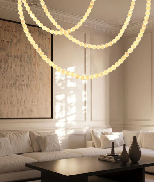 Peal Chandelier with cluster alabaster globes for 3 chains