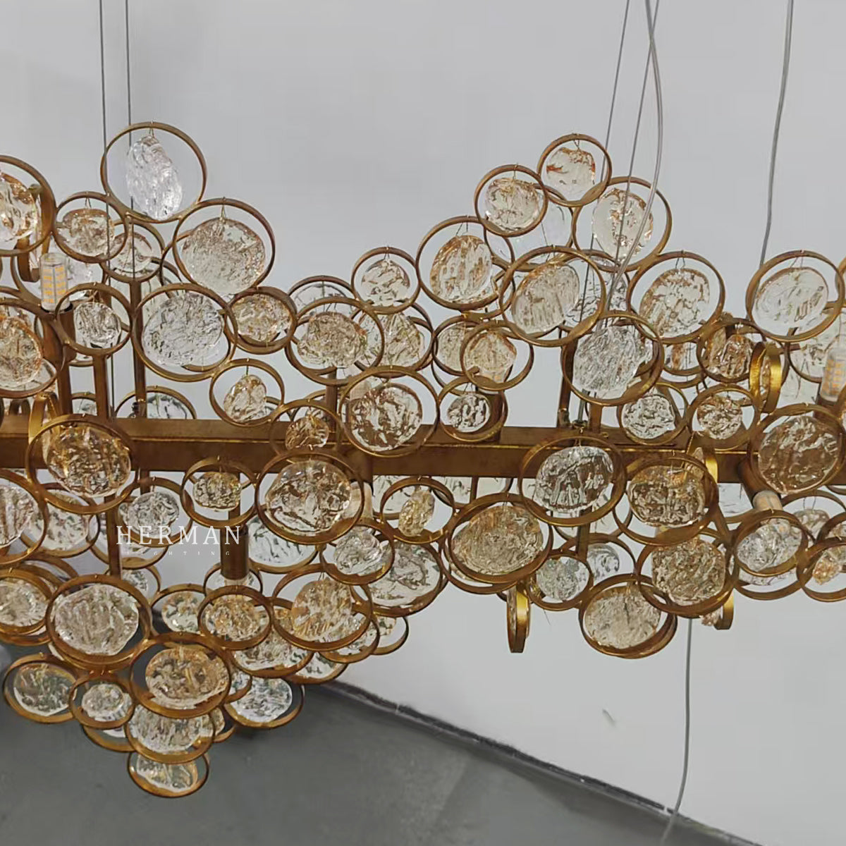 Trento Clustered Glass Linear Chandelier 55"