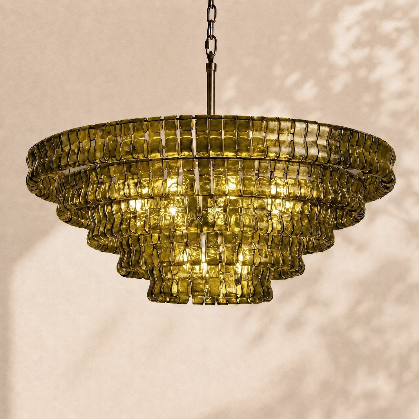 Amor 5-Tier Ghiaccio Glass Round Chandelier 48"