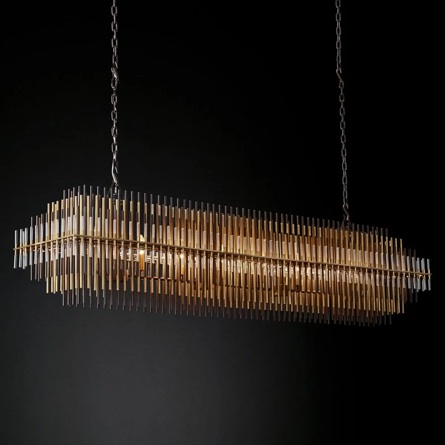 Emile Industrial Wind Rectangular Chandelier 54"
