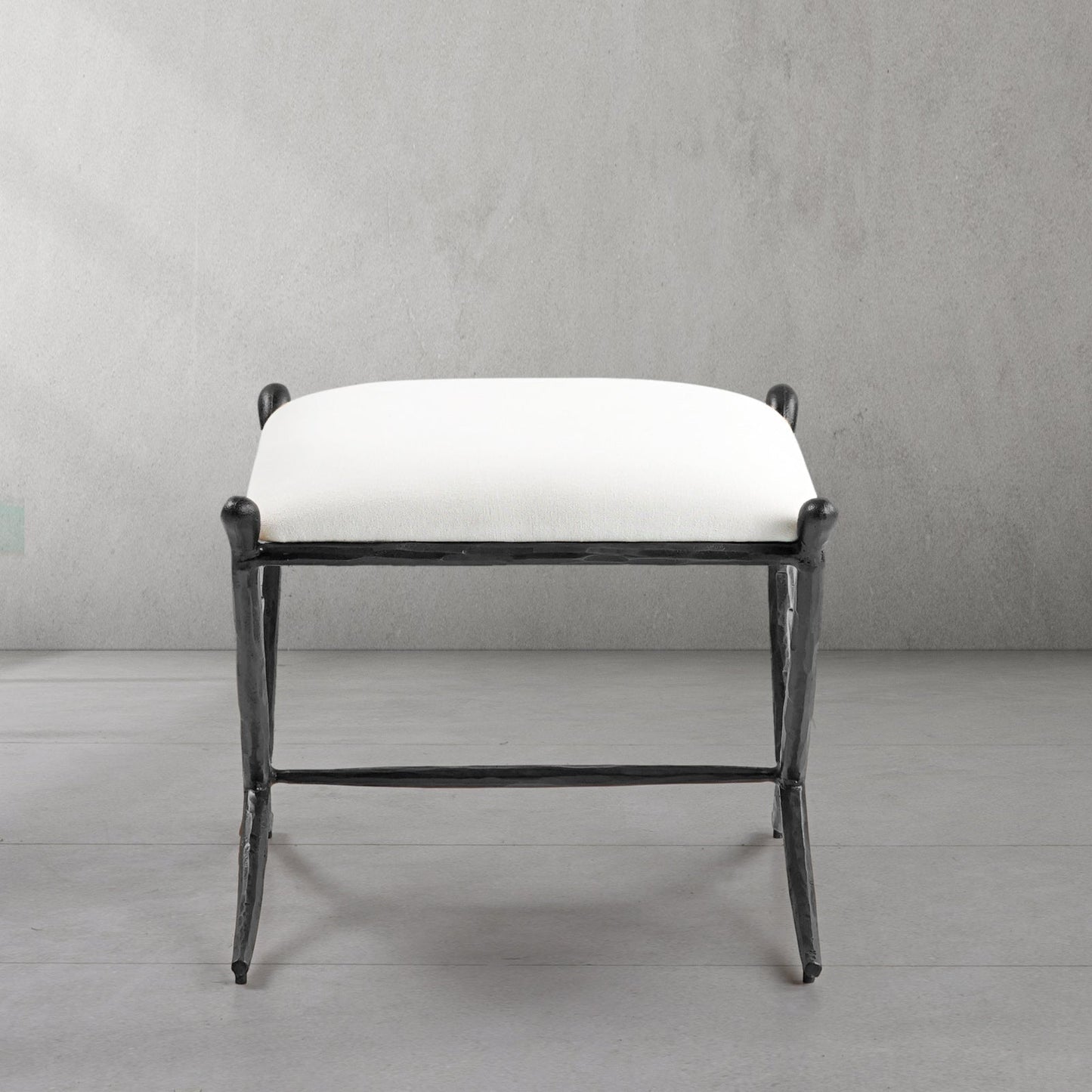 Hand-Forged Metal Horn Fabric Base Stool