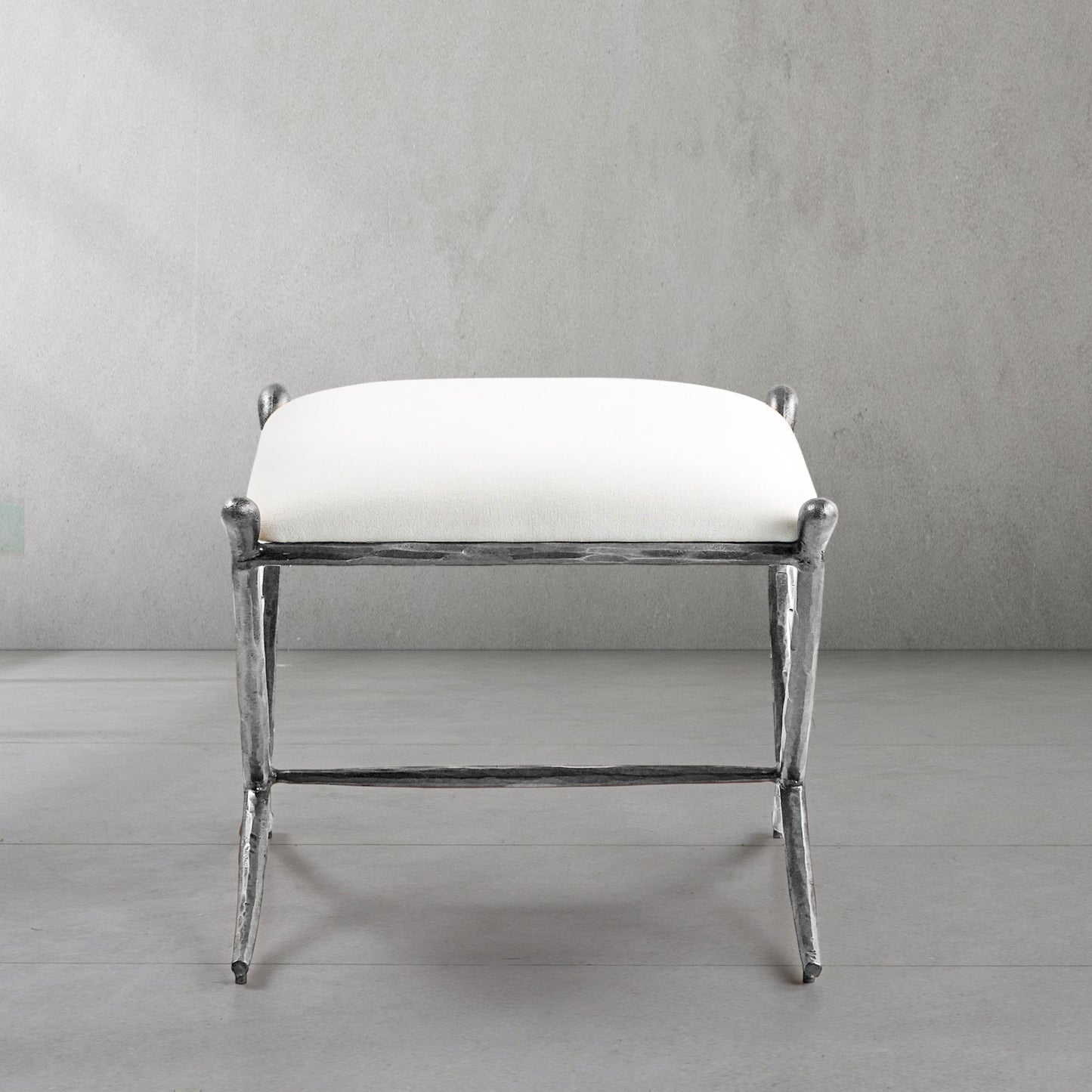 Hand-Forged Metal Horn Fabric Base Stool
