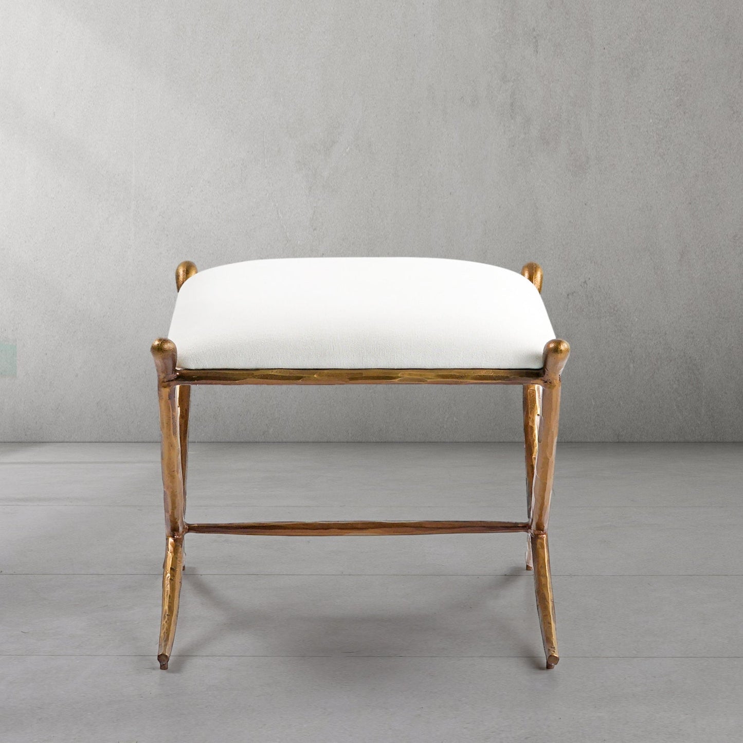 Hand-Forged Metal Horn Fabric Base Stool