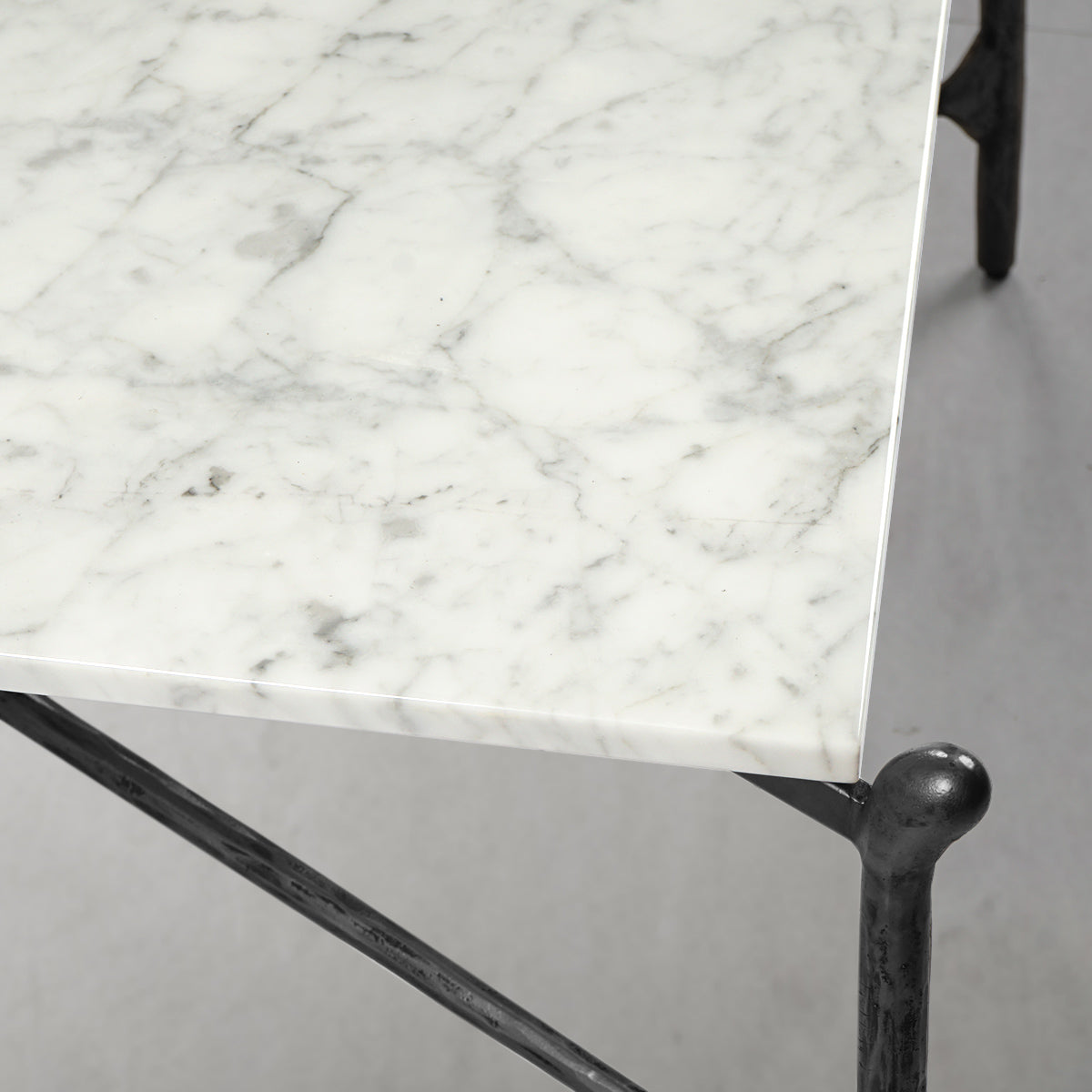 Hand-Forged Metal Square Horn Marble Coffee Table 39" 50"