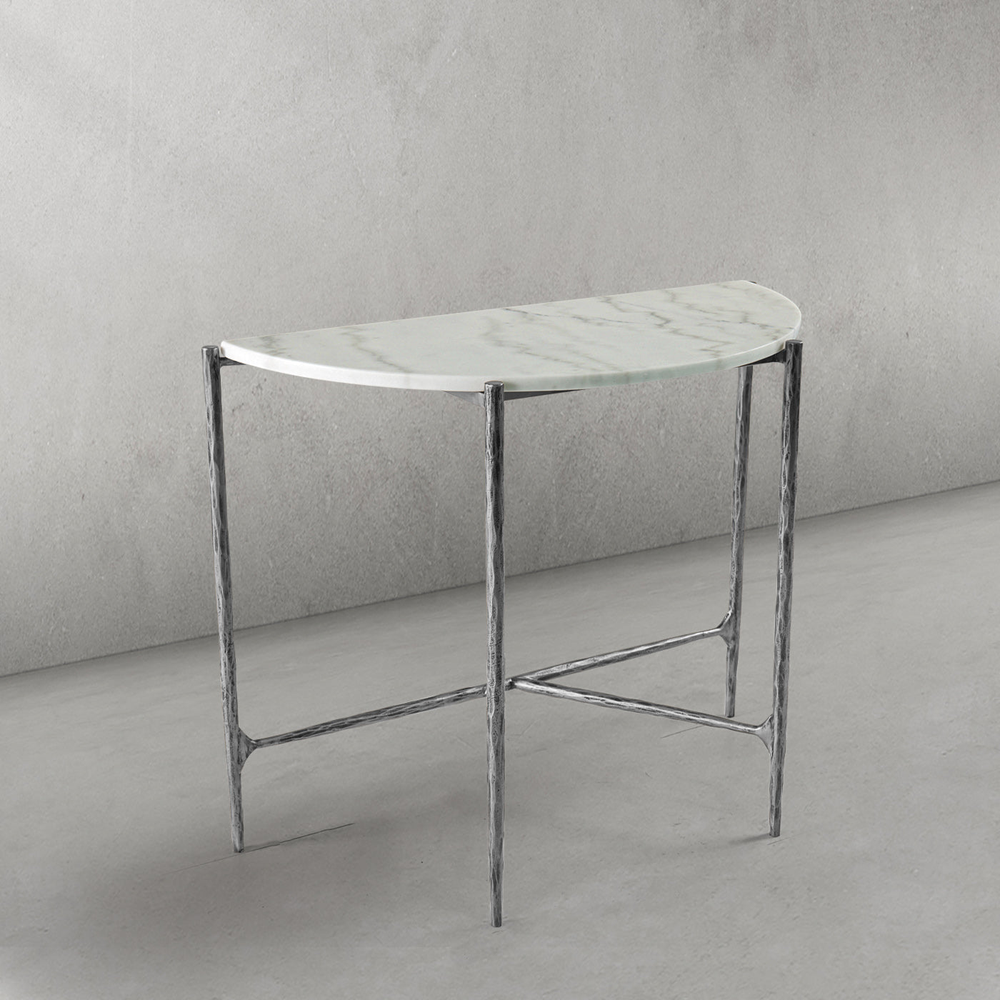 Hand-Forged Metal Semi-circle Console Table