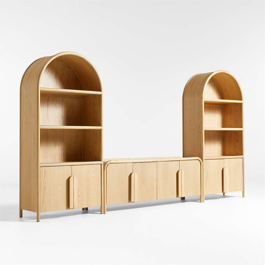 Annie 149" Natural Wood Storage Media Console