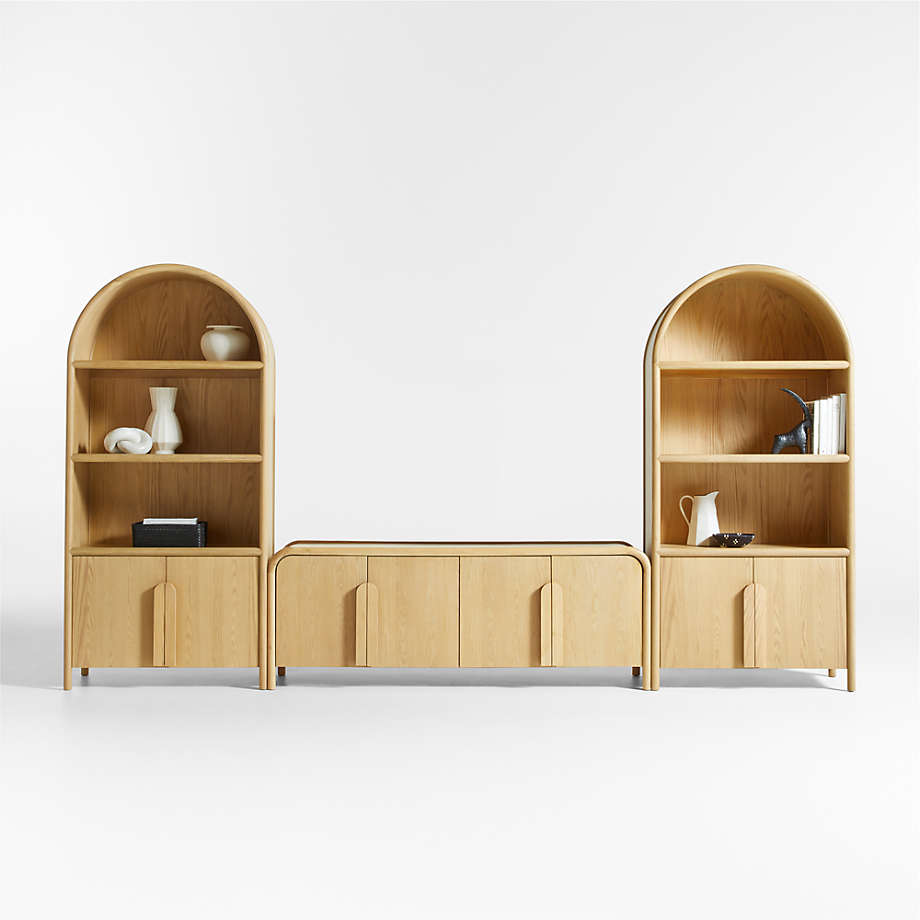 Annie 149" Natural Wood Storage Media Console
