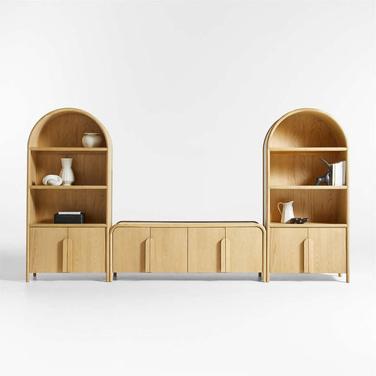 Annie 149" Natural Wood Storage Media Console