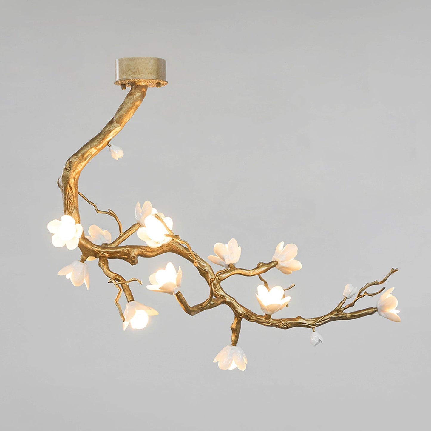 Aura Flora Brass Flower Branch Chandelier