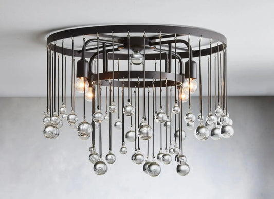 CRYSTAL BALL AUBREY FLUSHMOUNT 20”