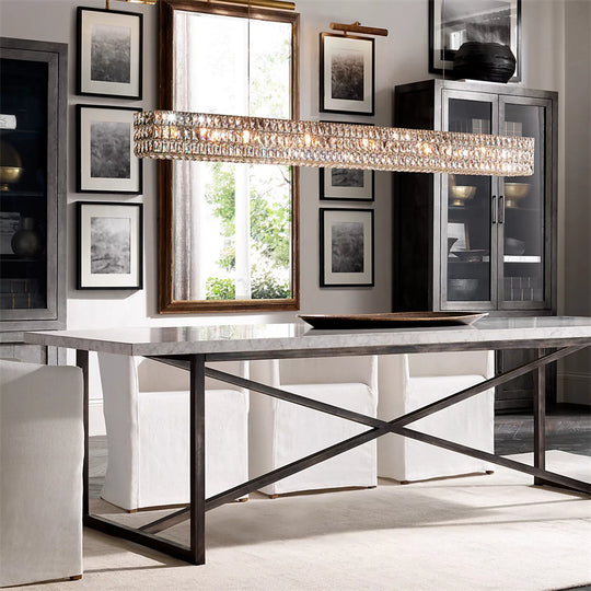 Clear K9 Crystal Linear Ring Chandelier