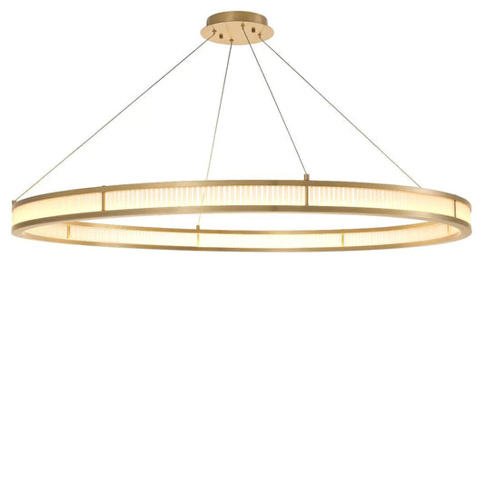 Damien 55" Modern Chandelier (Antique Brass & Frosted Glass Finish)