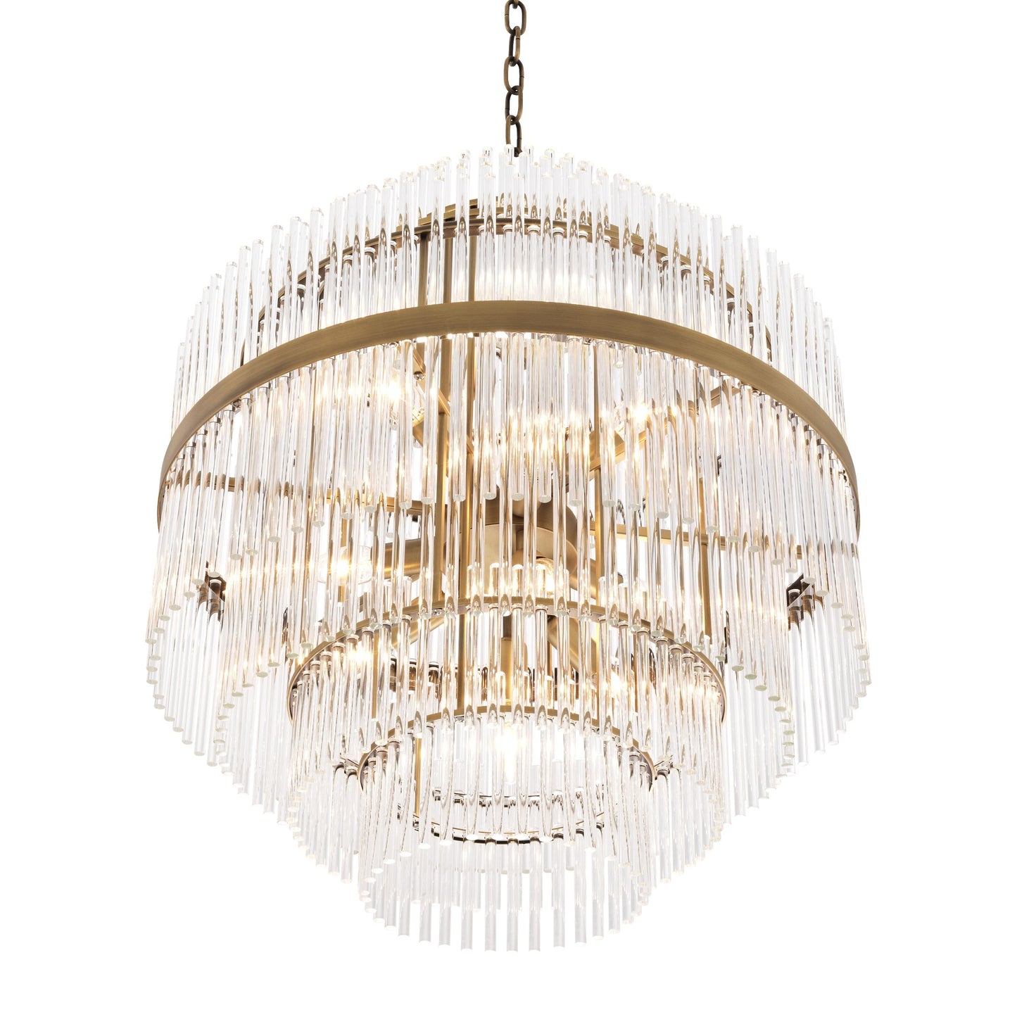 East Modern Brass Glass Chandelier - [Brass]