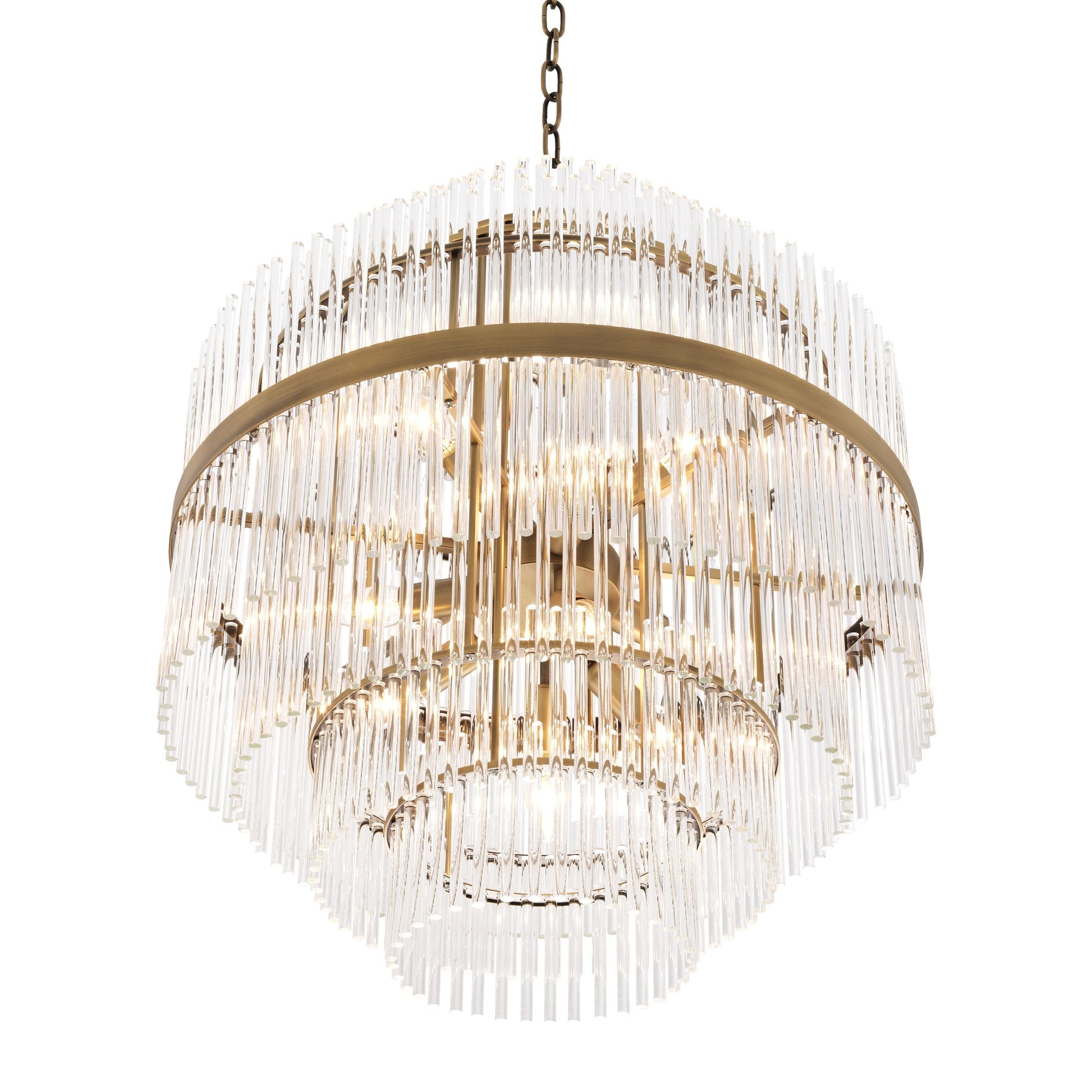 East Modern Brass Glass Chandelier - [Brass]