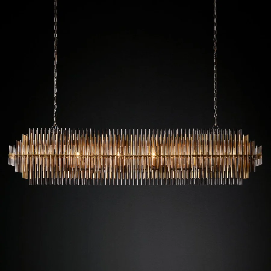Emile Industrial Wind Rectangular Chandelier 54"