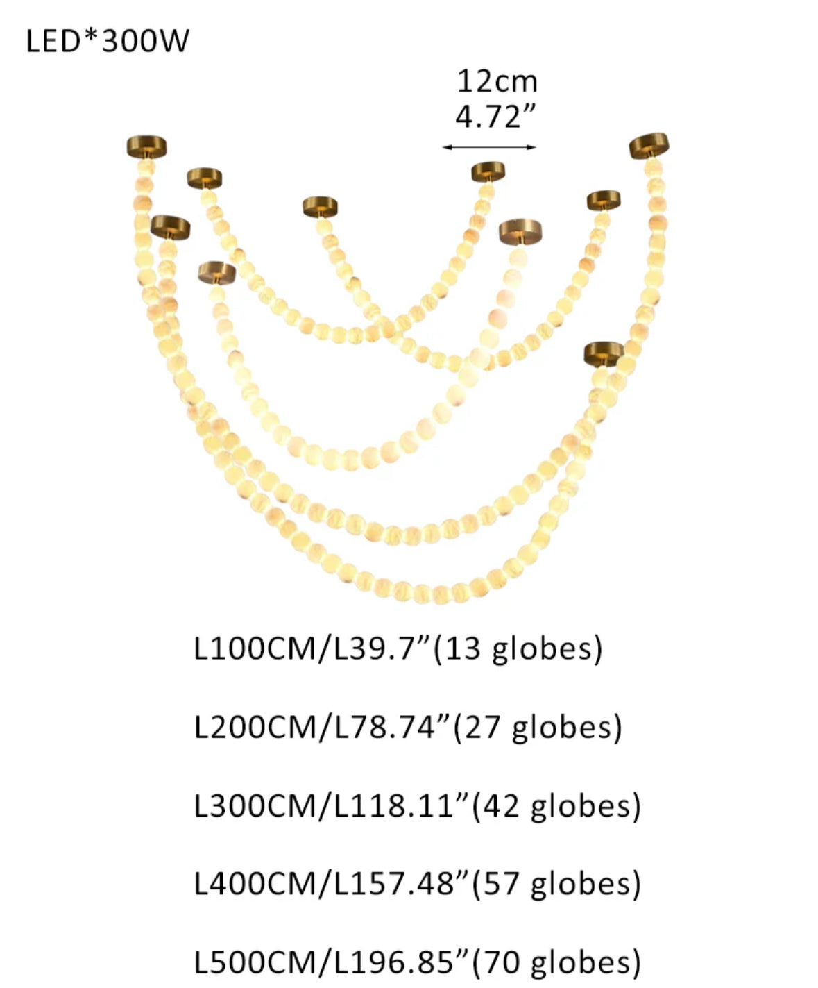 Peal Chandelier with cluster alabaster globes for 3 chains