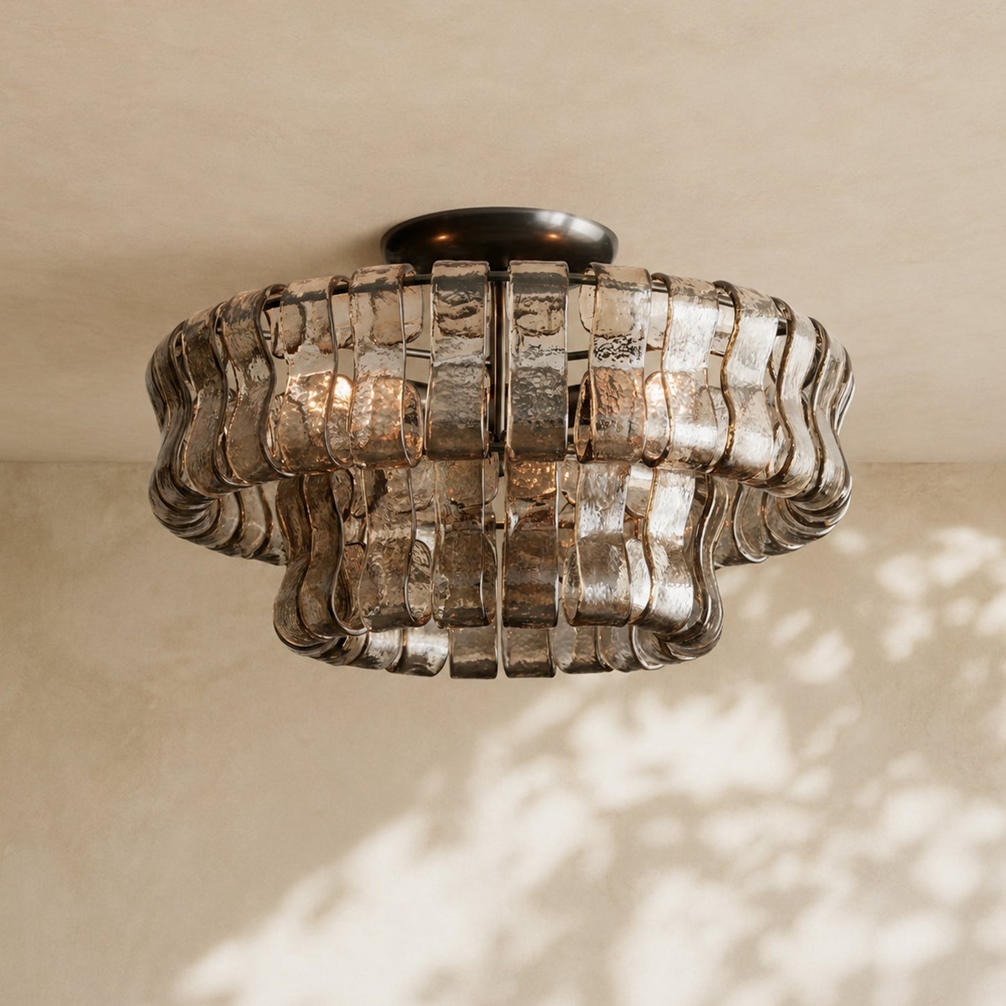 Amor 2-Tier Ghiaccio Glass Round Flushmount 18"
