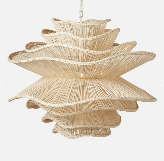 Chandelier Alondra White Rattan 40"D