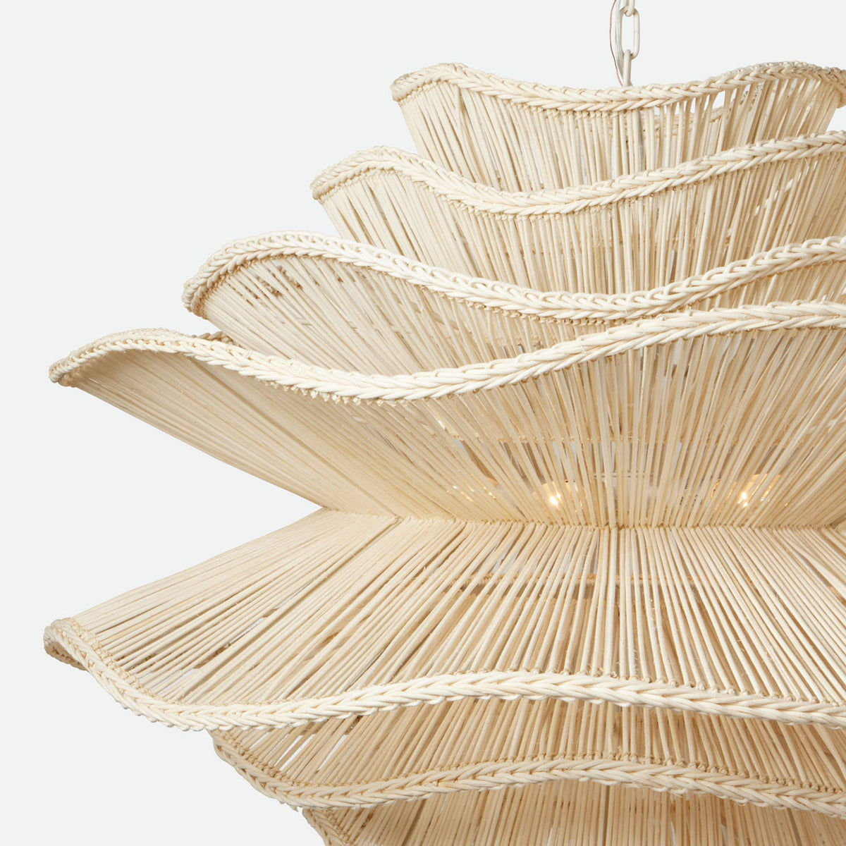 Chandelier Alondra White Rattan 40"D