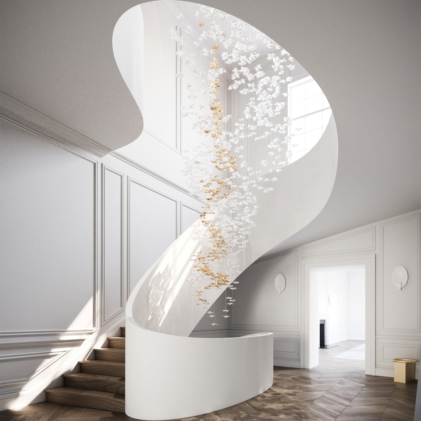 Tidal Art Glass Chandelier (With Canopy)