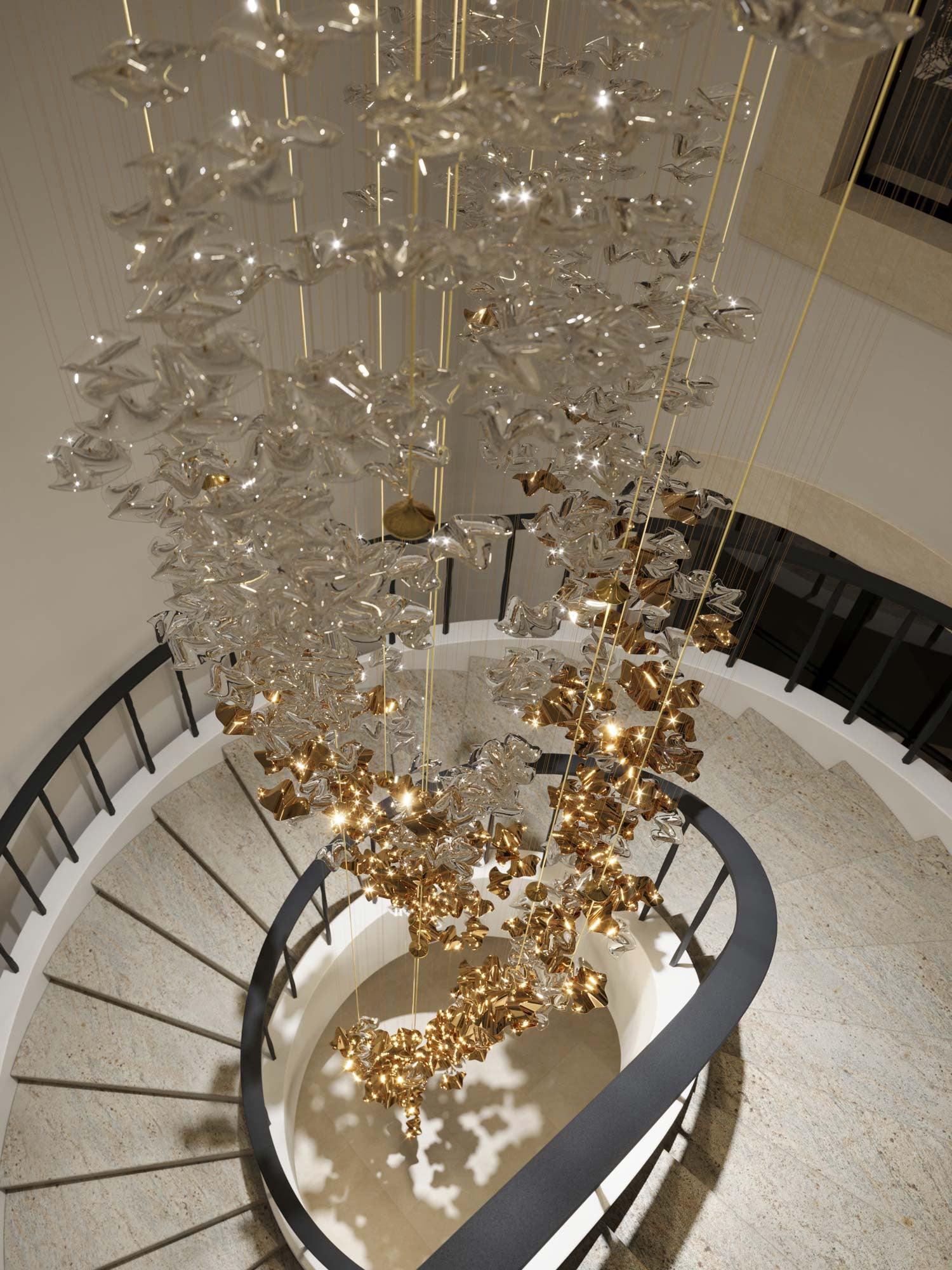 Tidal Art Glass Chandelier (With Canopy)
