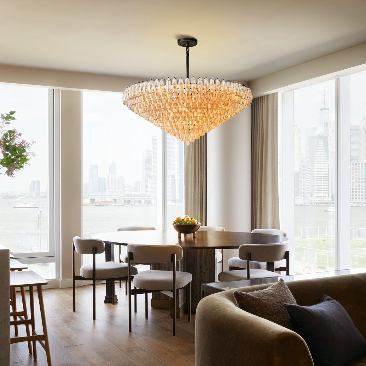 Chiaravalle Glass Tiered Round Chandelier 62"