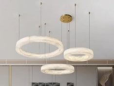 Modern Luxury Alabaster Ring Chandelier 39"-31"-24"