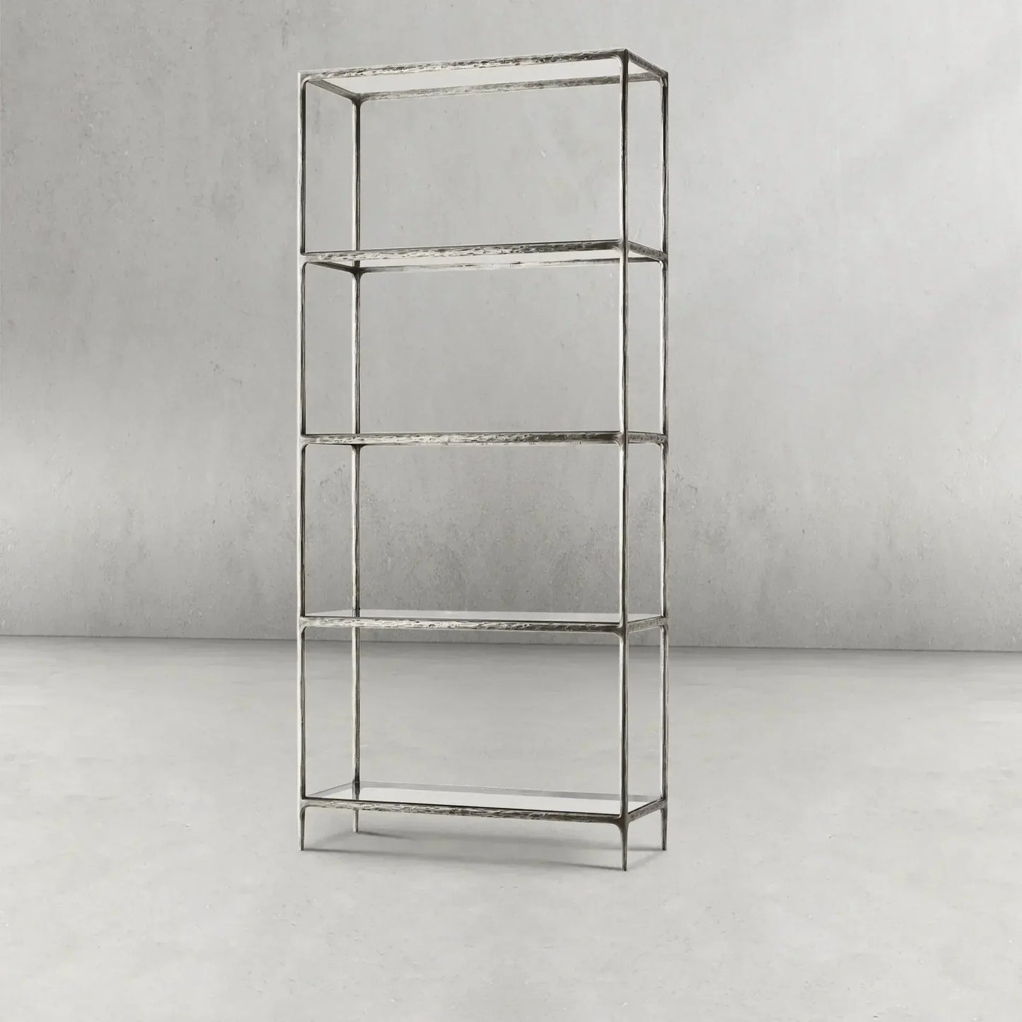 Hand-Forged Metal Glass Shelving